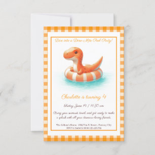 Orange Dino Pool Party – Birthday Invitation