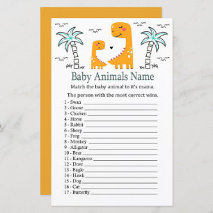 Orange Dinosaur Baby Animals Name Game