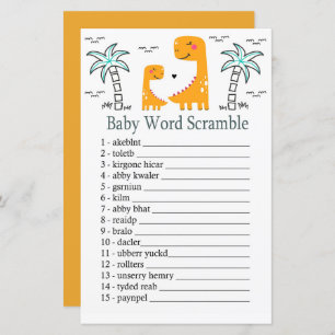 Orange Dinosaur Baby word scramble game