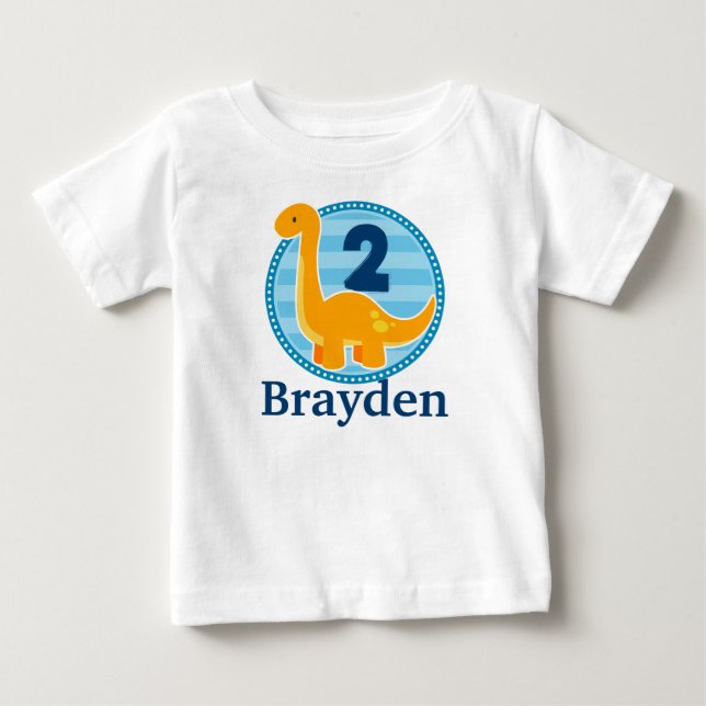 Orange Dinosaur Birthday Shirt for Kids (Front)