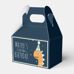 Orange Dinosaur Birthday Thank You Party Favor Boxes
