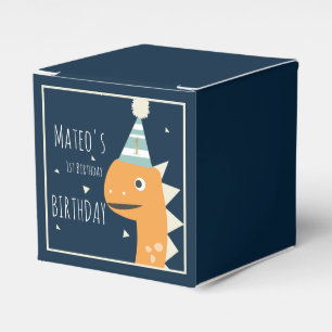 Orange Dinosaur Birthday Thank You Party Square Favor Boxes