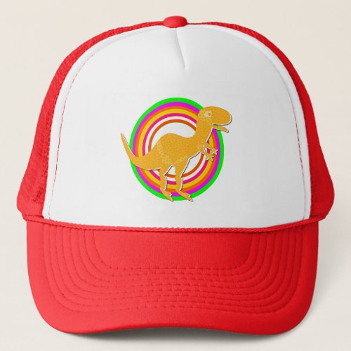 Orange Dinosaur T_Rex Trucker Hat