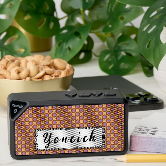 Orange Disc Ribbon by Kenneth Yoncich Bluetooth Speaker (Insitu(Table))