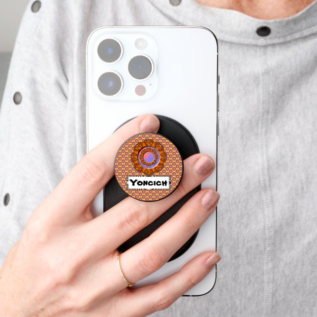 Orange Disc Ribbon by Kenneth Yoncich PopSocket (Hand)