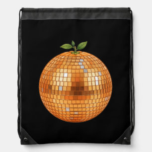 Orange Disco Ball Drawstring Bag