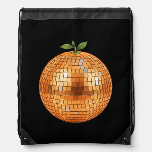 Orange Disco Ball Drawstring Bag (Front)