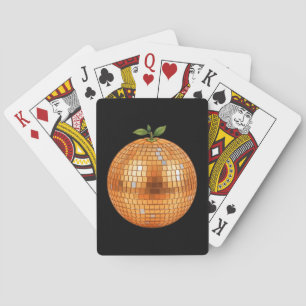 Orange Disco Ball Poker Cards