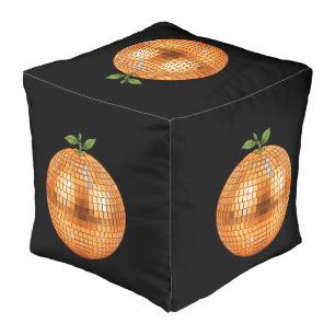 Orange Disco Ball Pouf