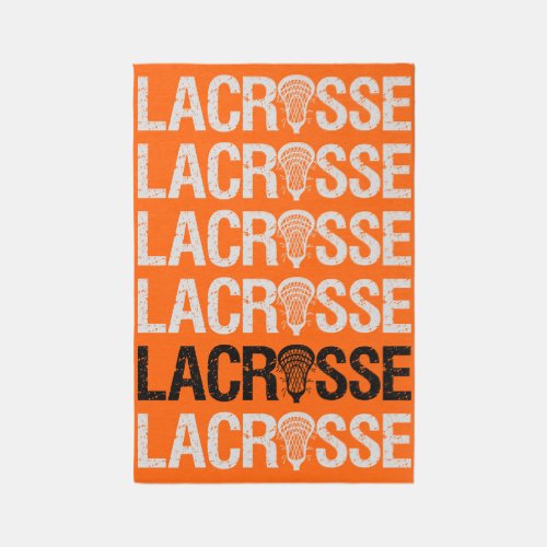 Orange Distressed Lacrosse Word Rug