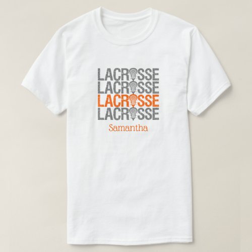 Orange Distressed Lacrosse Word T_Shirt