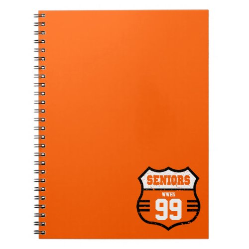 Orange Distressed Seniors Road Sign Notebook