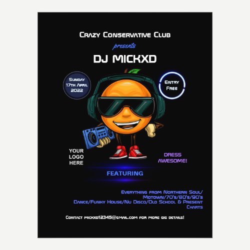 Orange DJ Music and Dance Gig Flyer