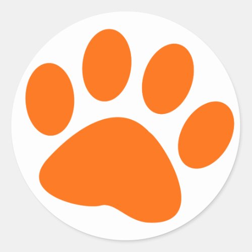 Orange Dog Animal Paw Print Classic Round Sticker