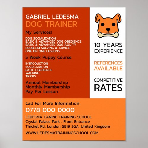 Orange Dog Dog Trainer Advertising Poster