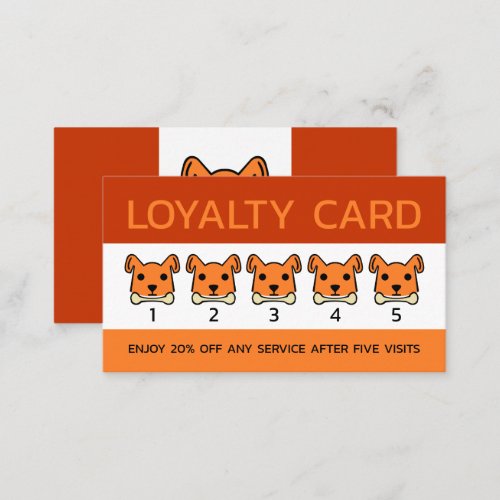 Orange Dog Dog Trainer Business Loyalty Card
