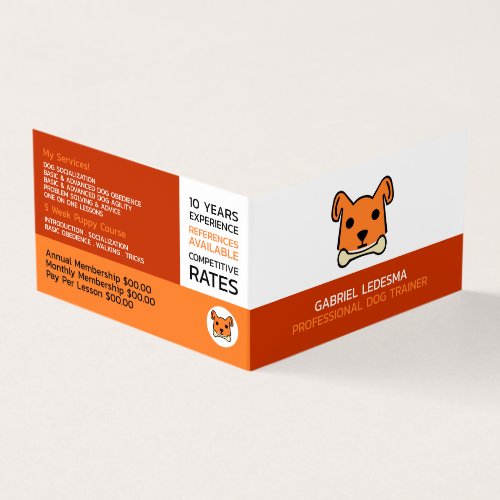 Orange Dog Dog Trainer Detailed Business Card