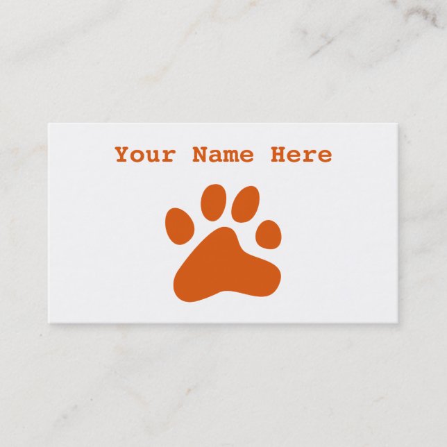 Orange Dog Paw Business Card (Front)