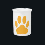 Orange Dog Pawprint Beverage Pitcher<br><div class="desc">Cartoon dog pawprint in Orange.</div>