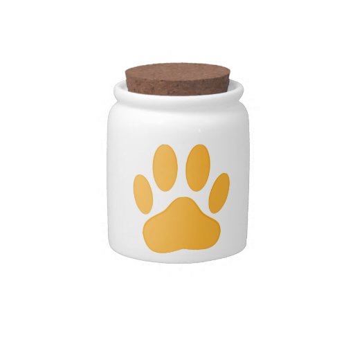 Orange Dog Pawprint Candy Jar