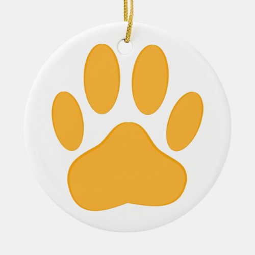 Orange Dog Pawprint Ceramic Ornament