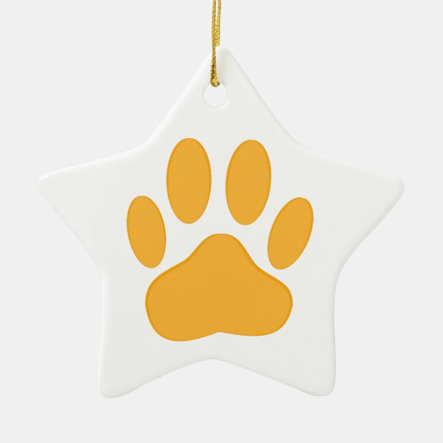 Orange Dog Pawprint Ceramic Ornament (Front)