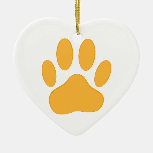 Orange Dog Pawprint Ceramic Ornament