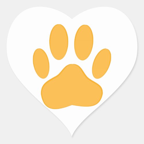 Orange Dog Pawprint Heart Sticker