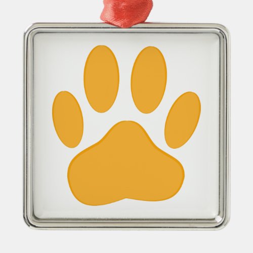 Orange Dog Pawprint Metal Ornament