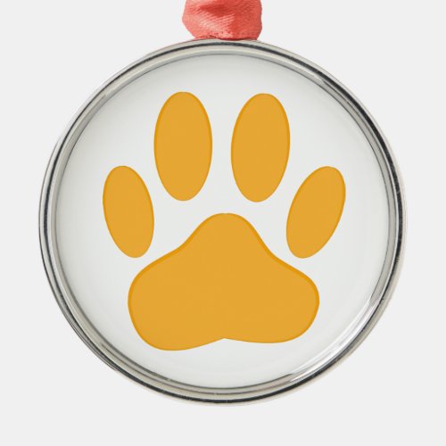 Orange Dog Pawprint Metal Ornament