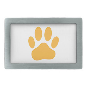 Orange Dog Pawprint Rectangular Belt Buckle