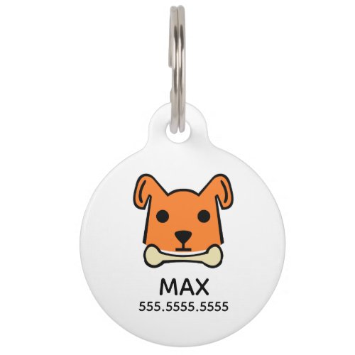 Orange Dog Personalized Pet Details  QR Code Pet ID Tag