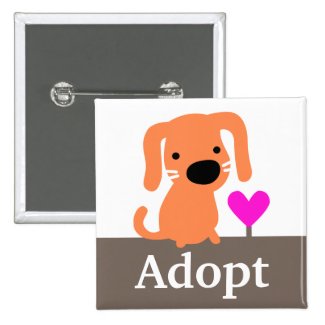Orange Dog Pet Adoption 2 Inch Square Button
