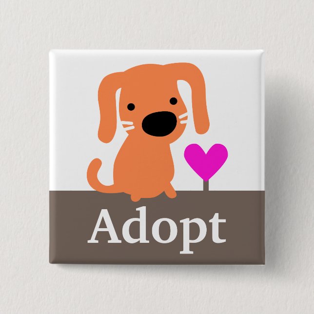 Orange Dog Pet Adoption Pinback Button (Front)