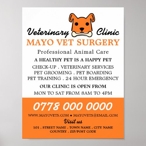 Orange Dog Veterinarian Veterinary Service Poster