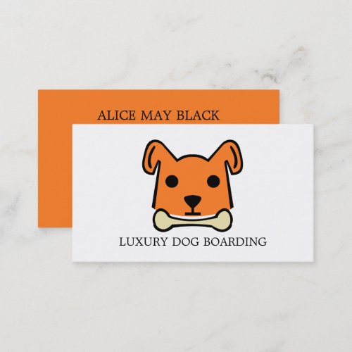 Orange Dog with Bone Dog Boarding Business Card