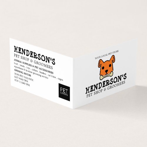 Orange Dog with Bone Pet Store  Groomer Detailed Business Card