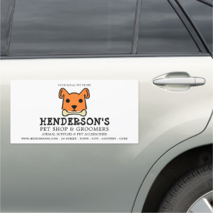 Orange Dog with Bone, Pet Store & Groomers Car Magnet