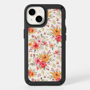 Orange Doodle Garden Flower Pattern Speck iPhone 14 Case