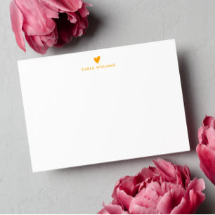 ORANGE Doodle Heart Formal Classic Family  Note Card