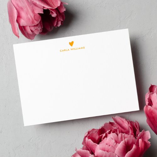 ORANGE Doodle Heart Formal Classic Family  Note Card