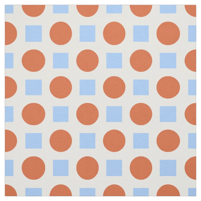 Orange dots and blue squares fabric (Swatch)