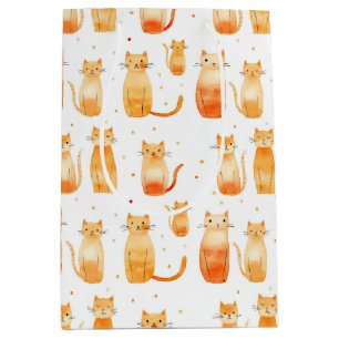 Orange Dots and Cats Medium Gift Bag