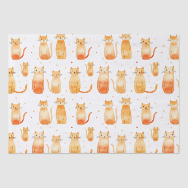 Orange Dots and Cats Medium Gift Bag Tissue Paper (Front)