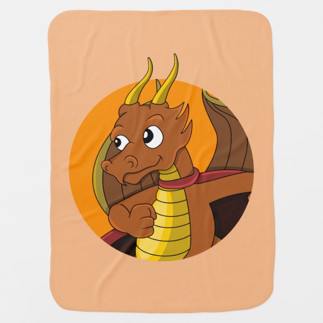 Orange dragon cartoon baby blanket (Front)