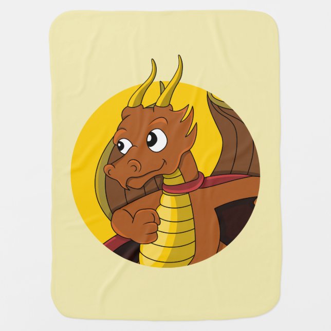 Orange dragon cartoon baby blanket (Front)