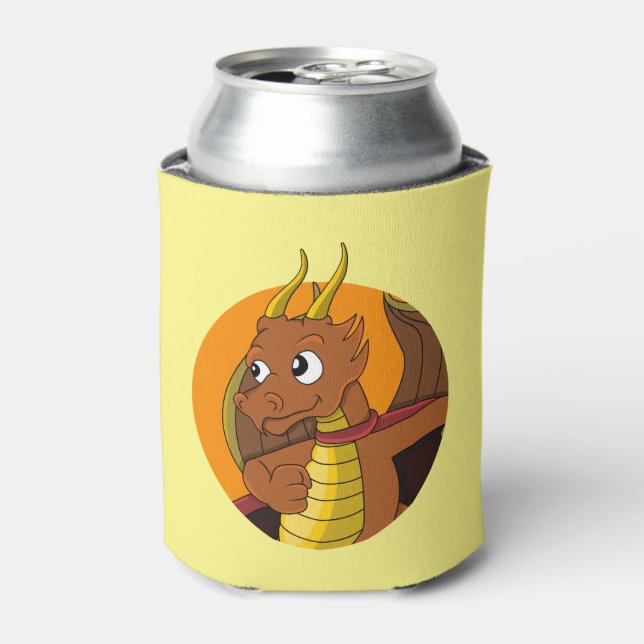 Orange dragon cartoon can cooler (Can Front)