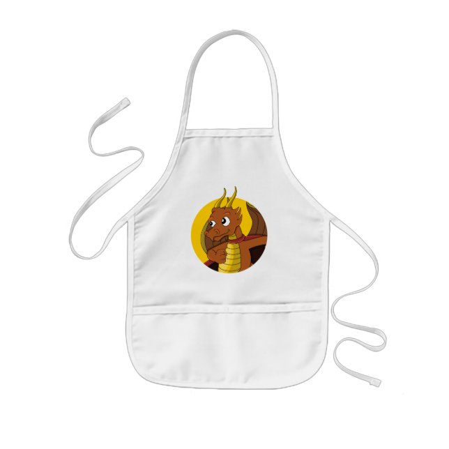 Orange dragon cartoon  kids' apron (Front)