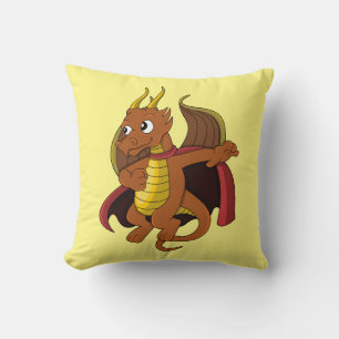 Orange dragon cartoon throw pillow