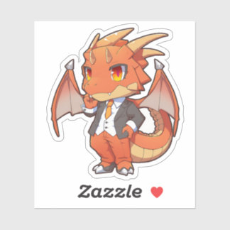 Orange Dragon in a Suit Sticker